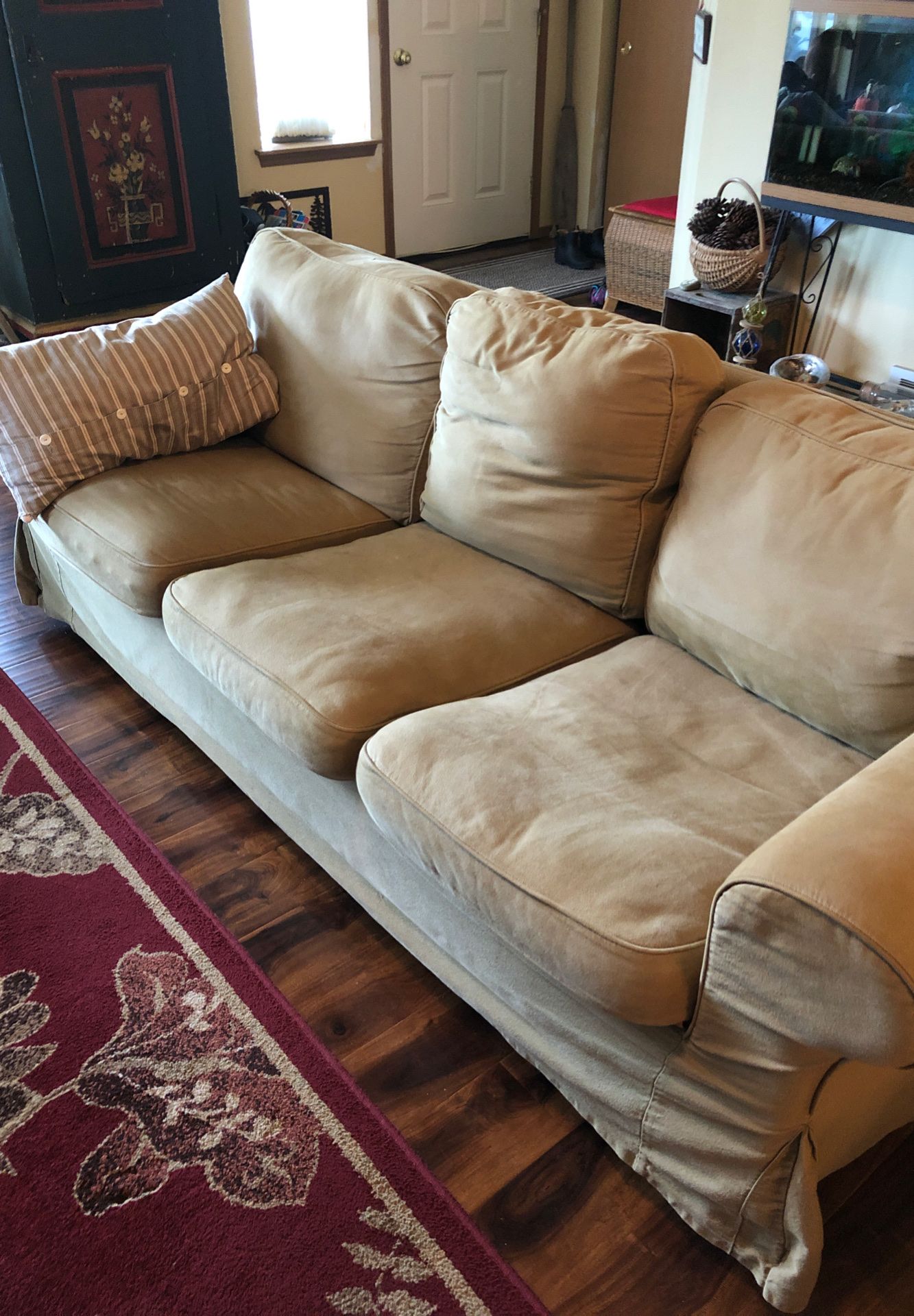 Love seat, chair and ottoman.