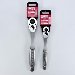 Hyper Tough 1/2” and 3/8” Drive Pear Head Ratchet 90 Tooth 4-Degree ARC Swing