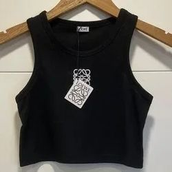 Loewe Women Nwt Black Cotton Knit Tank Top
