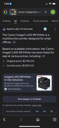 Canon Fax/printer Black Image class MF249dw