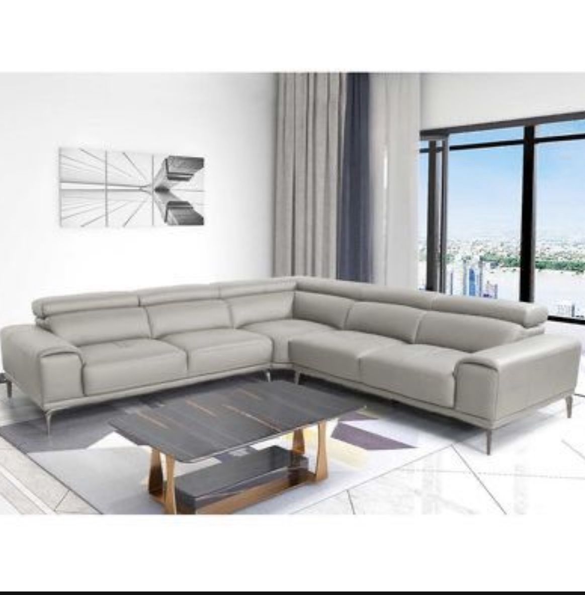 Abbyson Samira Top Grain Leather Sectional
