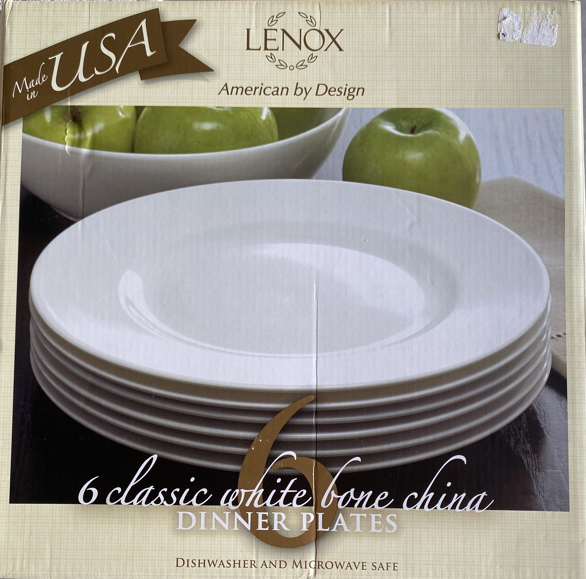 BRAND NEW in Box, Made in USA Lenox Classic White, Bone China, six
