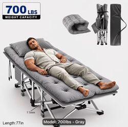 Brand NEW large 77 inch HEAVY DUTY Portable Cot with reinforced steel frame and extra thick mattress Holds 700 lbs