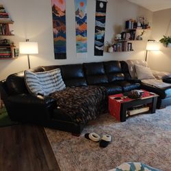 Brown Faux Leather Sectional 250 OBO