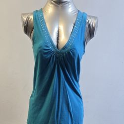 Teal Tank Top With Bling Detail Size M