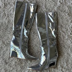 Silver Metallic Boots