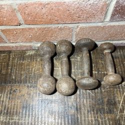 Dumbbells Weights Lot Antique Vintage