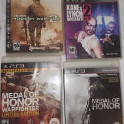 Shooter Game bundle PS3 COD MW2,MOH,MOH Warfighter L.E,& Kane & Lynch 2 Dog Days
