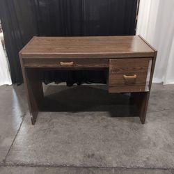 Brown Wood Grain Laminate Desk with Two Drawers