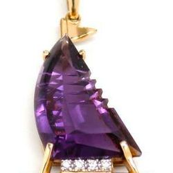 Vintage Ladies Amethyst/14K Gold Sailboat Pendant