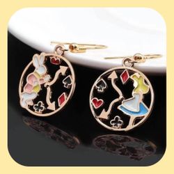 New Whimsical Adorable Alice In Wonderland Earrings 