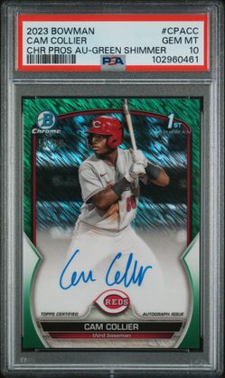 2023 Bowman Cam Collier Chrome Auto Green Shimmer Refractor 1st 57/99 PSA 10