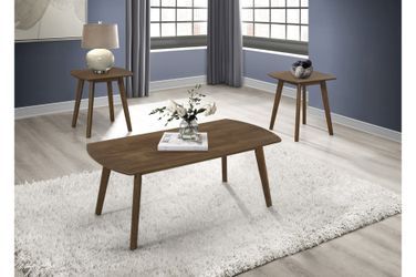 Brand new walnut finished midcentury coffee table + 2 end tables