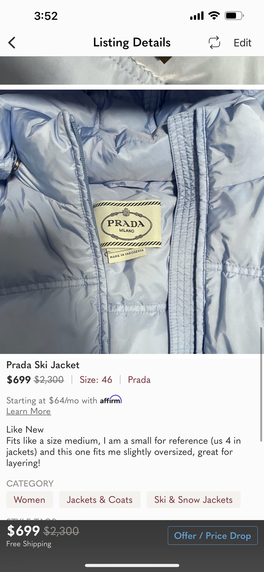 Prada ski Jacket for Sale in Miami, FL - OfferUp
