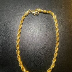 14K Stamped Gold Rope Bracelet 9IN 4MM