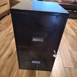 Black 2 Drawer Filing Cabinet With Key