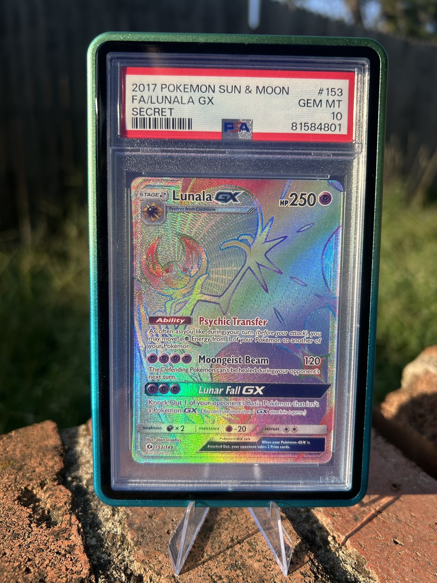 PSA 10 Lunala GX 15 Collection Moon Full Art 2016 Pokemon HR Rainbow