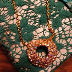 Vintage Jewelry AB Rinestones Long Necklace