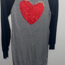 Girls L 10/12 Heart Sequin Changing Sweater Dress