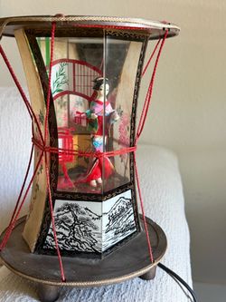 Vintage Japanese Geisha Doll Lantern Lamp