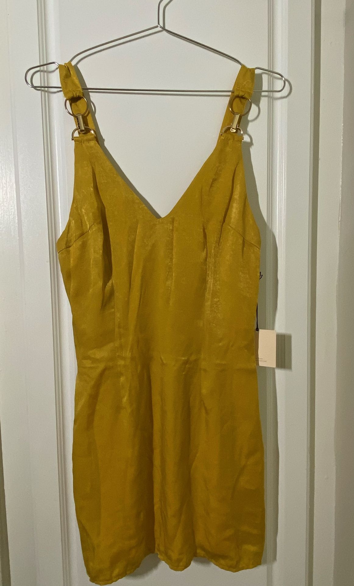 Mustard yellow velvet dress with gold details