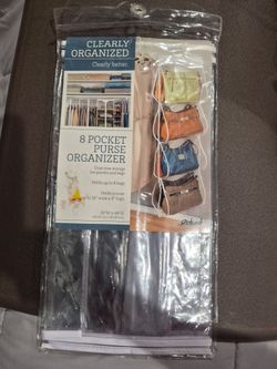 This product is a clear hanging organizer. Designed to hold and protect purses and bags.