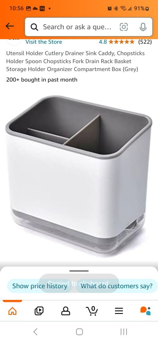 Utensil Holder Cutlery Drainer Sink Caddy, Chopsticks Holder Spoon Chopsticks Fork Drain Rack Basket Storage Holder Organizer Compartment Box (Grey)
