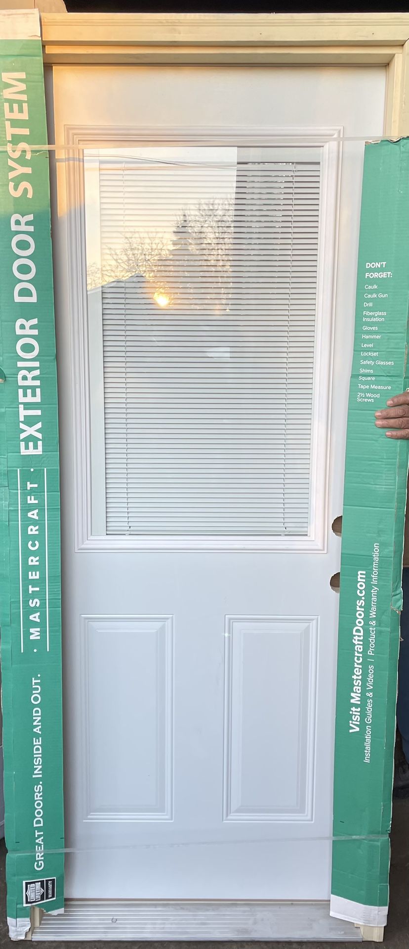 New 32x80 Steel Exterior Door, 1/2 Glass With Built-in Blinds
