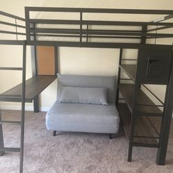 Full Size Bed With Built In Desk And Shelves