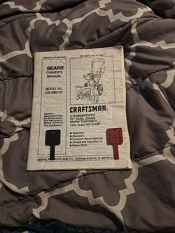 Owners Manual For Craftsman Snow Thrower #(contact info removed)20 With 2 Keys For Snow Thrower 