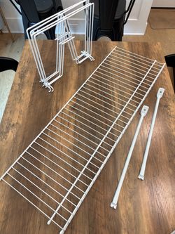 White wire shelf + wall anchors  - $10
