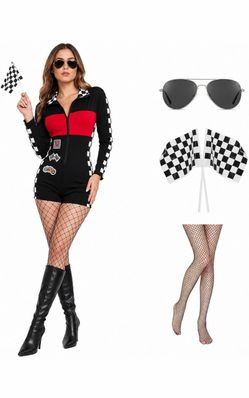 Women's Race Car Driver Halloween Costume Set