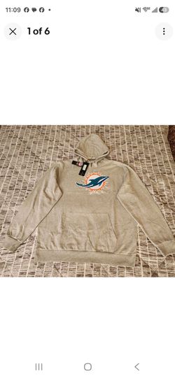 Miami Dolphins Logo Action Pullover Antigua Gray Hoodie Mens 2 XL New With Tags