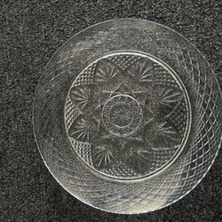 “Vintage Clear Pressed Glass Salad/Dessert Plates – Diamond & Starburst Pattern – Set of 20 – ~10–11″”