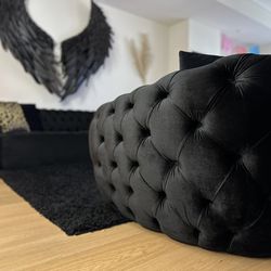 Mila Black Velvet Living Room Set