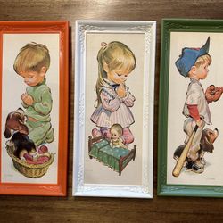 1970’s Wall Art Framed Children’s Pictures