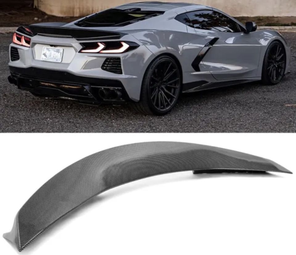 20-23 Chevy Corvette C8 Stingray RSC ABS Trunk Spoiler Carbon Fiber Print
