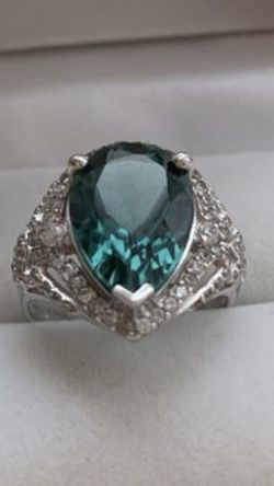 Sterling silver 925 ring with gemstone, size 7