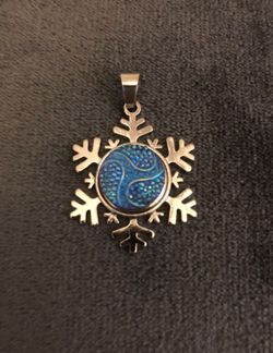 Blue Silver Snowflake Pendant Winter Jewelry