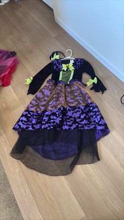 Witch costume dress bats size large Halloween dress with witch hat headband