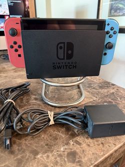 Nintendo Switch HAC-001 Console Dock, Neon Blue/Red Joy-Con, •DMI, Game & 128GB Card Reset
