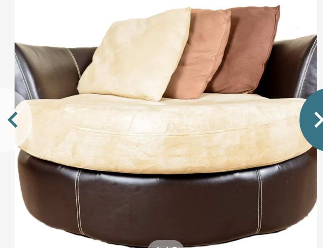 Leather Microfiber Round Swivel Chair