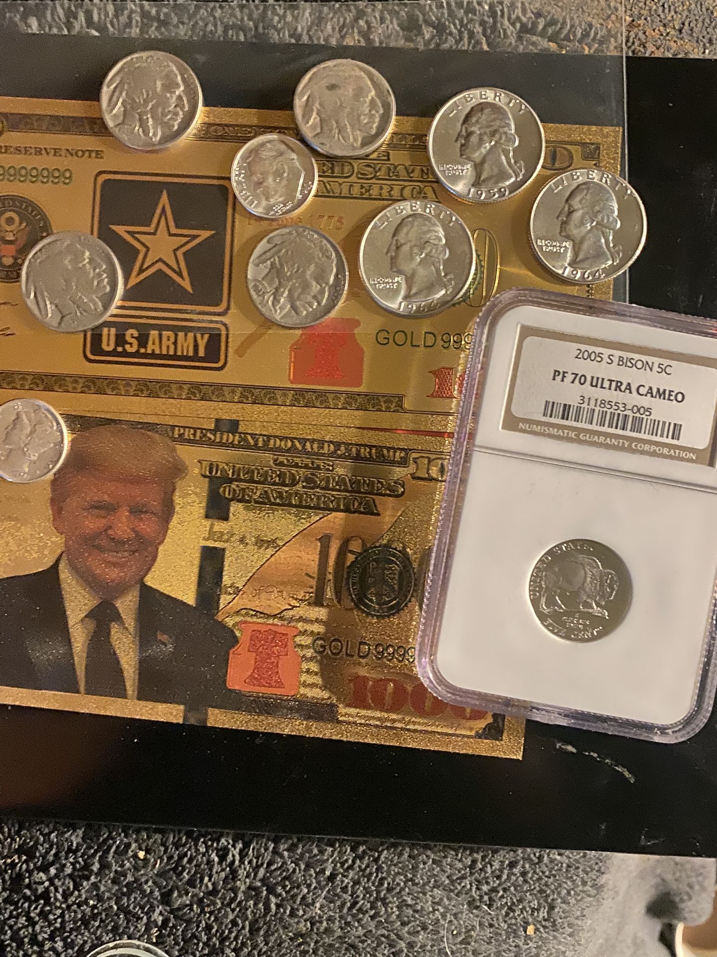 Nice proof set of silver coins and non-silver 2005S bison five cent PF 70 ultra cameo 1959S proof quarter 1 proof then I got a couple 1936 in