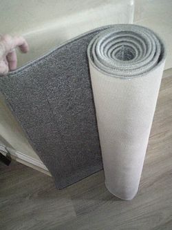excellent clean maintstays runner rug in a light blue color 30by96 inches