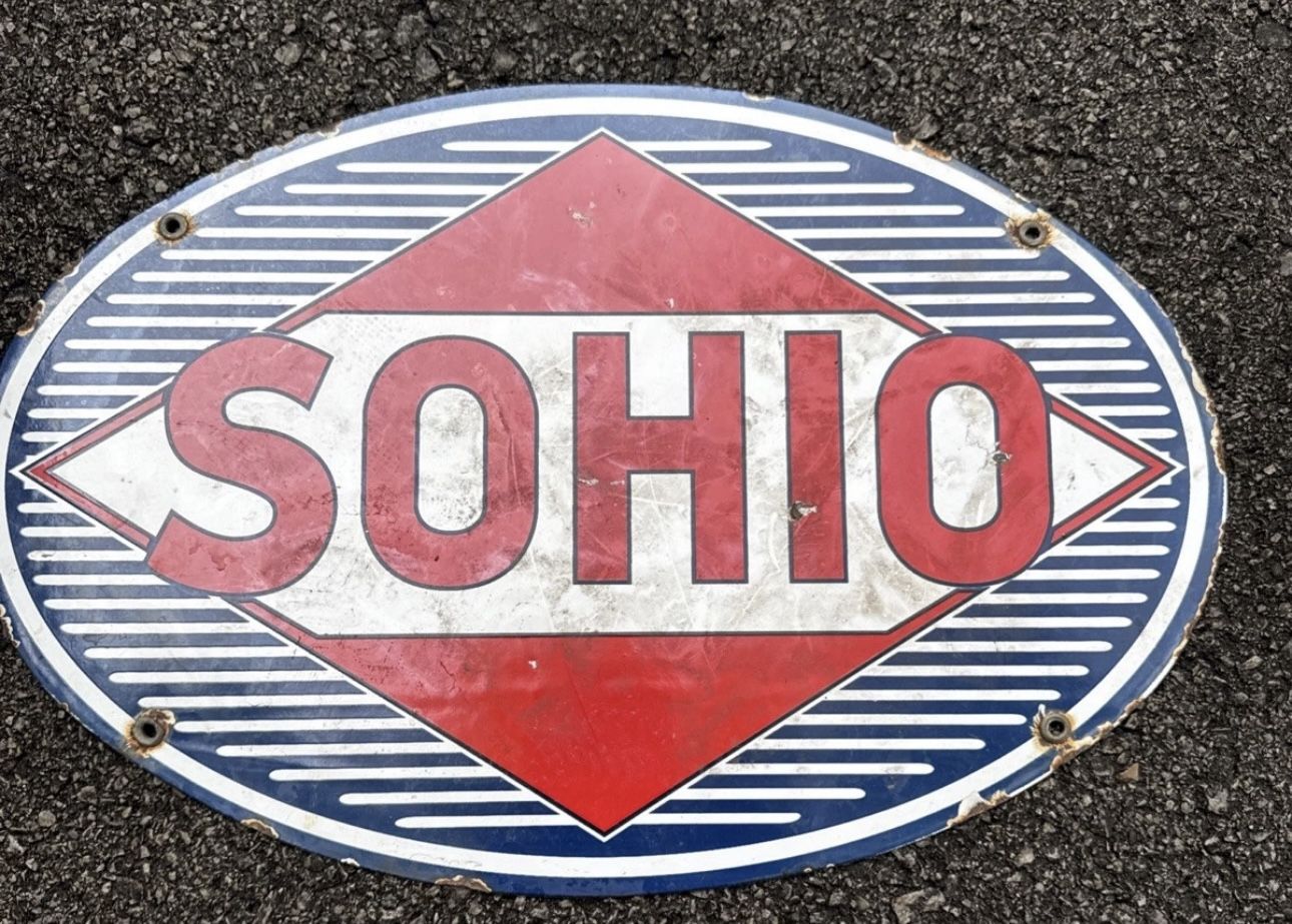 SOHIO Porcelain Gasoline And Oil Advertising Sun 16 X 11