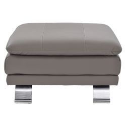 Light Gray Leather Ottoman