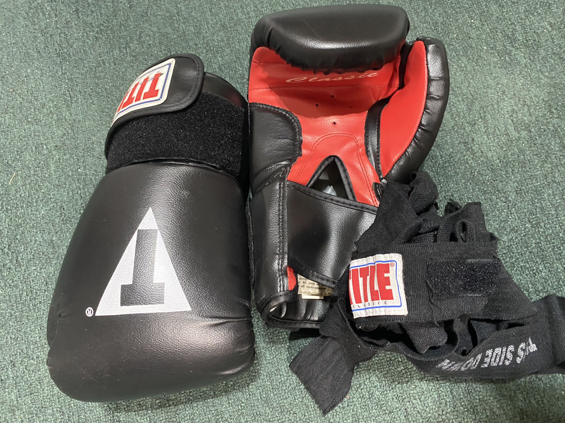 Boxing gloves with hand wraps