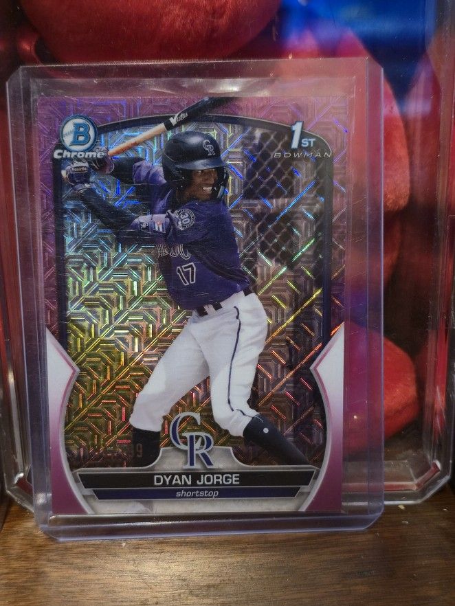 2023 Dyan Jorge Bowman Chrome 1st Bowman Mega Box Mojo Refractor baseball card #191/199 BCP-22 MINT COND.