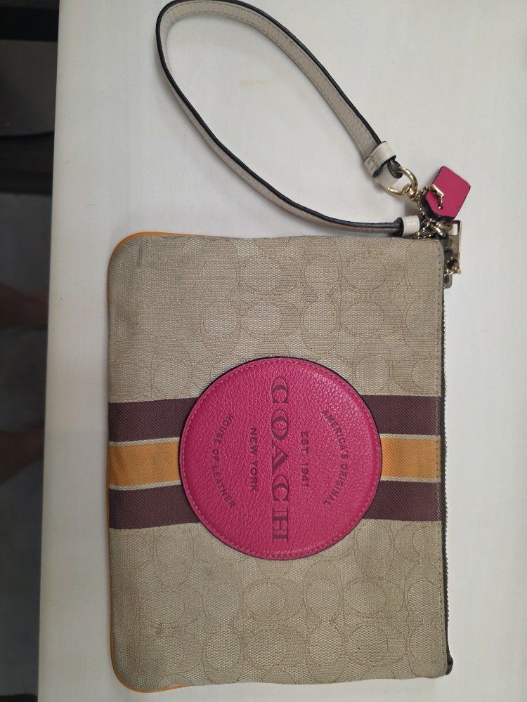 Vintage Coach Bag Clutch With Zipper / Wristlet Coach Purse