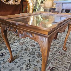 French Louis XV style carved side table with tray